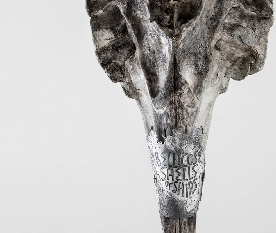 Remains Of A Cuvier’S Beaked Whale, Washed Ashore In Bragar In 2018. Whale Skull, Etched Silver With Words From, “Ossuary” By Miek Zwamborn, And Calligraphy By Susie Leiper. Image Credit Sarah Darling.