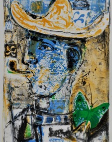 Title Figure With Hat And Butterfly. Artist Sir Robin Philipson, PRSA, RA, RSW. Catalogue 143. Credit The Argyll Collection